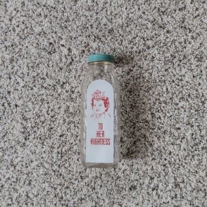 VTG Samuel Callet To Her Highness 8 Oz Litho Glass Baby Bottle W/ Bank Lid